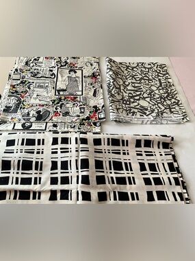 Quilting Sewing Fabric COLLAGE Novelty Cotton Quilting Remnants Lot Black White